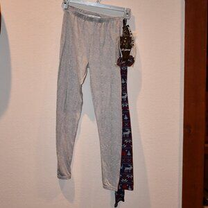 LA Winner Christmas Leggings - 2 pair Blue/Gray - and Scrunchie - Sz Small - NWT